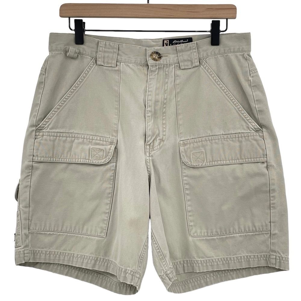 Vintage Eddie Bauer Field Shorts Men's Cargo Shorts 100% Cotton Tan | Size 31"